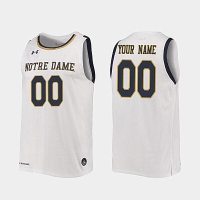 Custom Notre Dame Fighting Irish Jersey Name and Number Tar Heels College Basketball White
