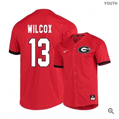 Cole Wilcox Jersey #13 Georgia Bulldogs Baseball NCAA College Red Elite Alumni