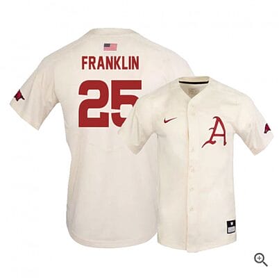 Christian Franklin Jersey #25 Arkansas Razorbacks Baseball NCAA College Alumni Elite White