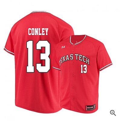 Cal Conley Jersey #13 Texas Tech Red Raiders Baseball NCAA College Red Alumni