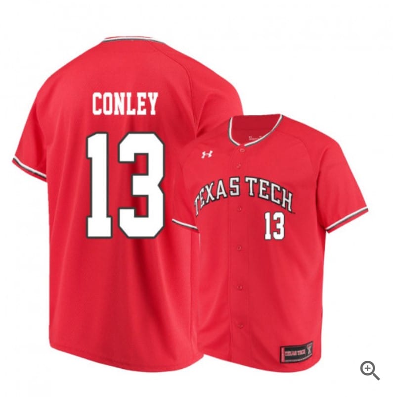 Cal Conley Jersey #13 Texas Tech Red Raiders Baseball NCAA College Red Alumni