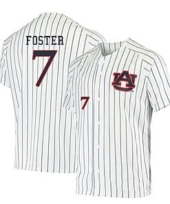 Cole Foster Jersey #7 Auburn Tigers Baseball Under Armour NCAA College White Stripe Alumni