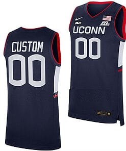 Custom UConn Huskies Jersey College Basketball Away Navy Big East
