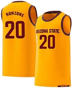 Cade Ronzone Jersey Arizona State Sun Devils College Basketball Yellow #20