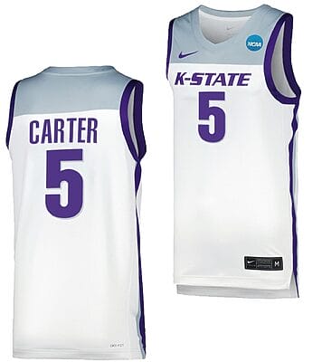 Cam Carter Jersey Kansas State Wildcats College Basketball 2023 NCAA March Madness White #5