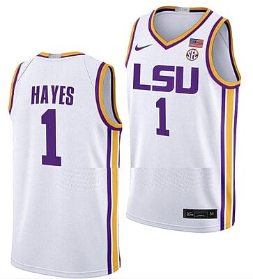 Cam Hayes Jersey #1 LSU Tigers College Basketball Limited White