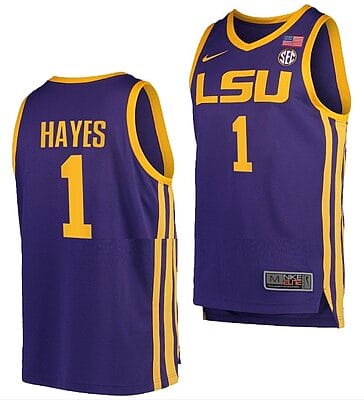 Cam Hayes Jersey #1 LSU Tigers College Basketball Purple