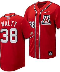Cam Walty Jersey #38 Arizona Wildcats Replica Baseball Full-Button Red