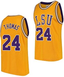 Cameron Thomas Jersey #24 LSU Tigers College Basketball Gold Replica