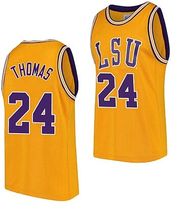Cameron Thomas Jersey #24 LSU Tigers College Basketball Gold Replica