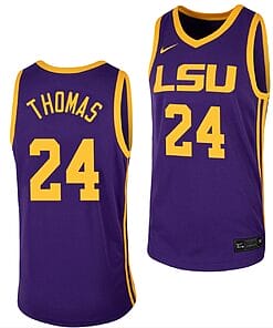 Cameron Thomas Jersey #24 LSU Tigers College Basketball Purple Replica