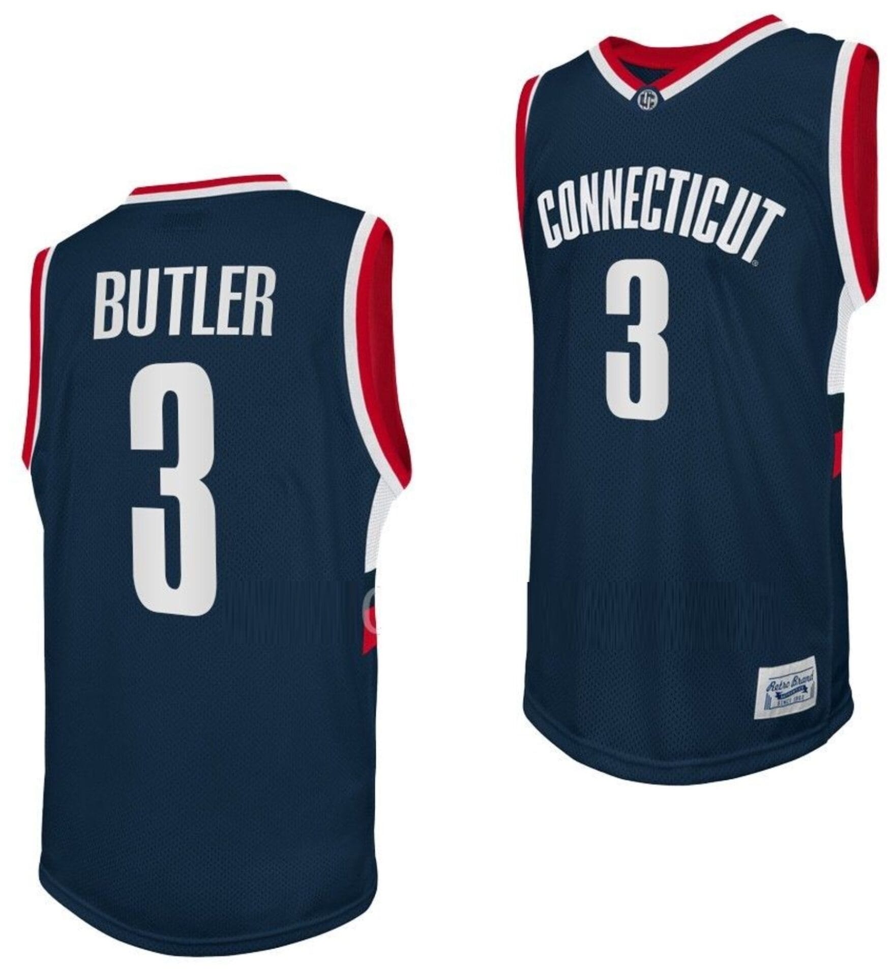 Caron Butler Jersey #3 UConn Huskies College Basketball Navy Retro