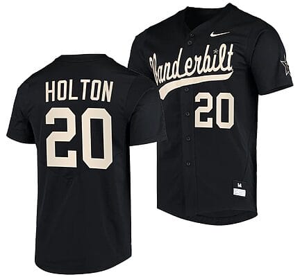 Carter Holton Jersey #20 Vanderbilt Commodores College Baseball Replica Black