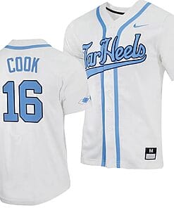 Casey Cook Jersey #16 North Carolina Tar Heels Baseball White Full-Button