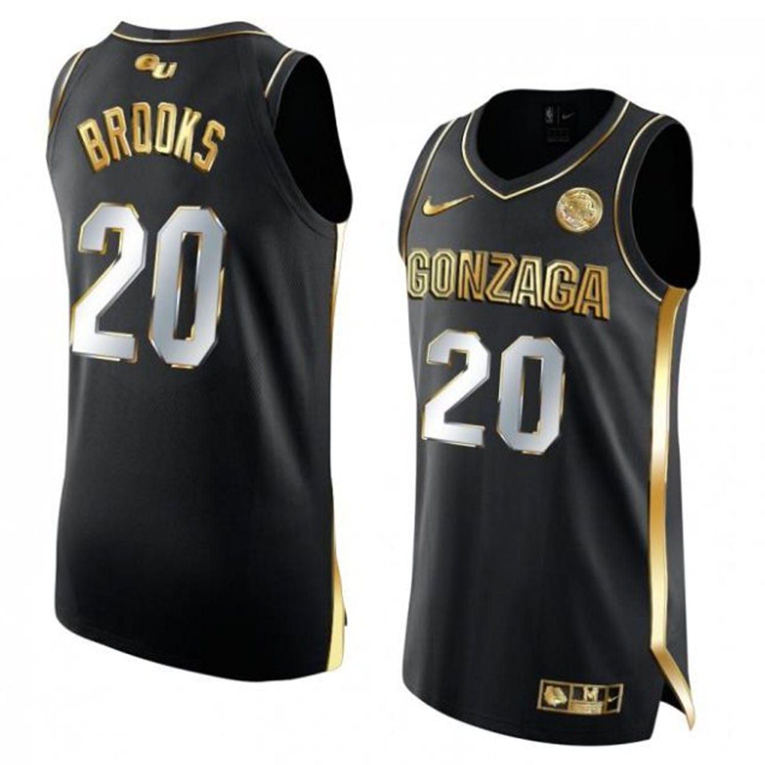 Colby Brooks Jersey #20 Gonzaga Bulldogs College Basketball Black