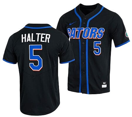 Colby Halter Jersey #5 Florida Gators College Baseball Full-Button Black