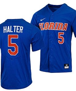 Colby Halter Jersey #5 Florida Gators College Baseball Full-Button Royal