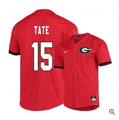 Cole Tate Jersey #15 Georgia Bulldogs Baseball NCAA College Red Elite Alumni