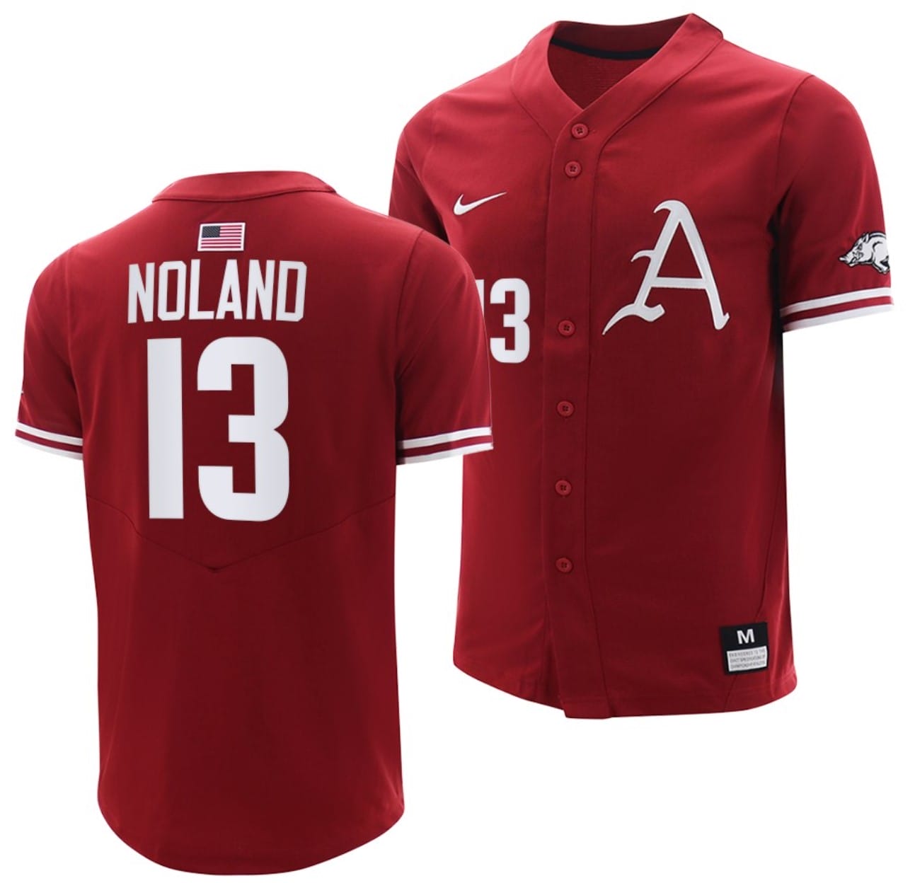 Connor Noland Jersey #13 Arkansas Razorbacks College Baseball Cardinal