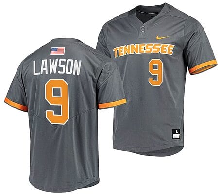 Cortland Lawson #9 Jersey Tennessee Volunteers College Baseball Grey