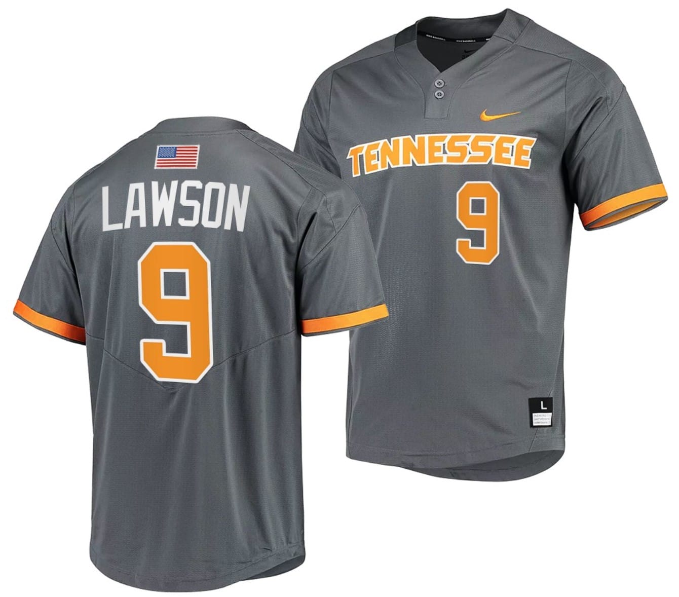 Cortland Lawson #9 Jersey Tennessee Volunteers College Baseball Grey