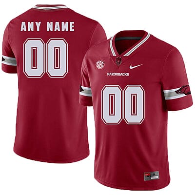 Custom Arkansas Razorbacks Jersey Name and Number NCAA College Football SEC Patch Red