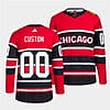 Custom Chicago Blackhawks Jersey Name And Number 2022 Reverse Retro Red Black