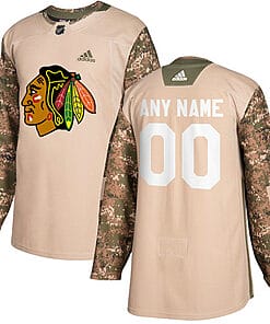 Custom Chicago Blackhawks Jersey Name And Number Camo Veterans Day Practice