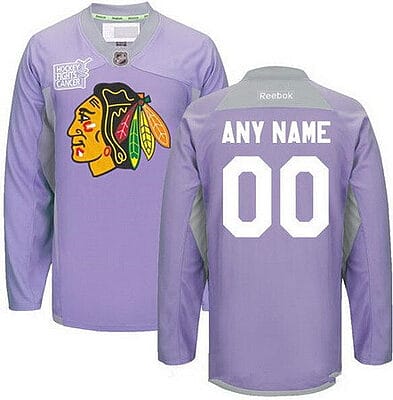Custom Chicago Blackhawks Jersey Name And Number Purple Pink Reebok Hockey Fights Cancer Practice
