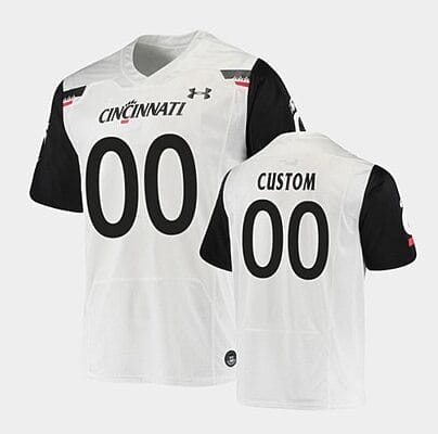 Custom Cincinnati Bearcats Jersey Name and Number NCAA College Football White Under Armour Replica
