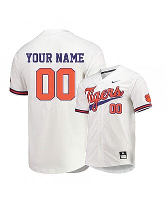 Custom Clemson Tigers Baseball Jersey Name And Number College White Elite