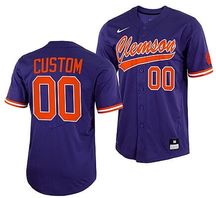 Custom Clemson Tigers Baseball Jersey Name And Number NCAA College Purple