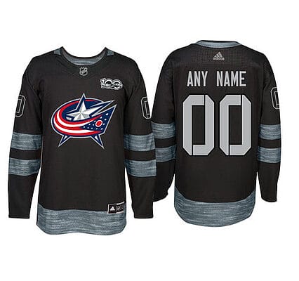 Custom Columbus Blue Jackets Jersey Name And Number 1917-2017 Black 100th Anniversary NHL