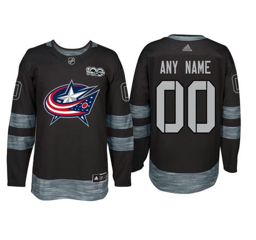 Custom Columbus Blue Jackets Jersey Name And Number 1917-2017 Black 100th Anniversary NHL