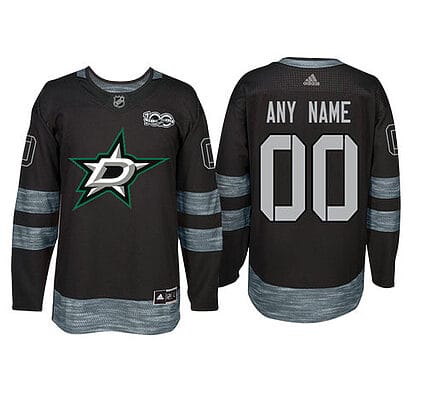 Custom Dallas Stars Jersey Name And Number 1917-2017 Black 100th Anniversary NHL