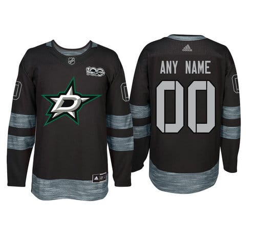 Custom Dallas Stars Jersey Name And Number 1917-2017 Black 100th Anniversary NHL
