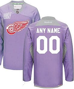 Custom Detroit Red Wings Jersey Name And Number Purple Pink Reebok Hockey Fights Cancer Practice