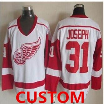 Custom Detroit Red Wings Jersey Name And Number White CCM Throwback NHL