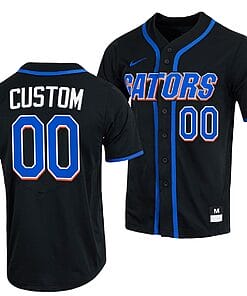 Custom Florida Gators Baseball Jersey Name And Number NCAA College Full Button Black
