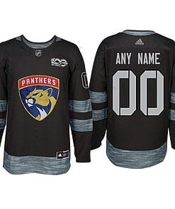 Custom Florida Panthers Jersey Name And Number 1917-2017 Black 100th Anniversary NHL