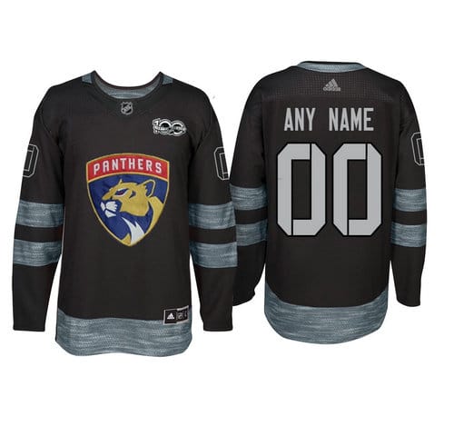 Custom Florida Panthers Jersey Name And Number 1917-2017 Black 100th Anniversary NHL