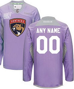 Custom Florida Panthers Jersey Name And Number Purple Pink Reebok Hockey Fights Cancer Practice
