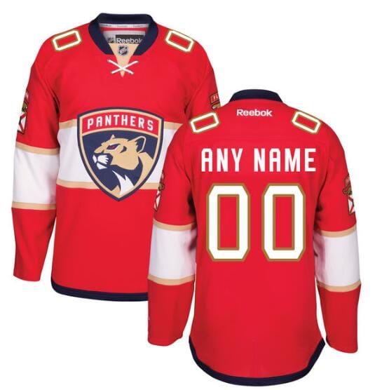 Custom Florida Panthers Jersey Name And Number Red Reebok Home Premier