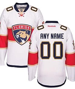 Custom Florida Panthers Jersey Name And Number White Reebok Away Premier