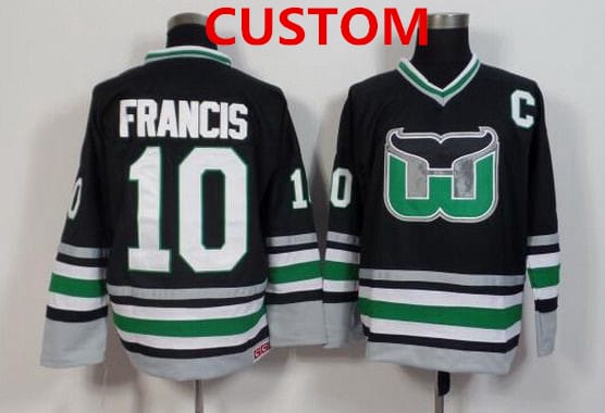 Custom Hartford Whalers Jersey Name And Number Black Throwback