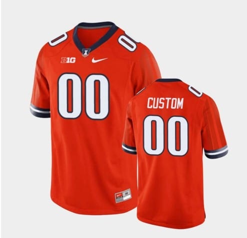 Custom Illinois Fighting Illini Jersey Name and Number NCAA College Football Orange
