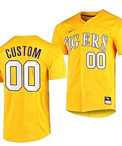 Custom LSU Tigers Baseball Jersey Name and Number NCAA College Gold Elite