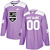 Custom Los Angeles Kings Jersey Name And Number Purple Pink Hockey Fights Cancer Practice