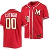 Custom Maryland Terrapins Baseball Jersey Name and Number NCAA College Red