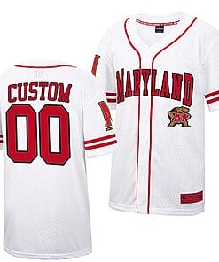 Custom Maryland Terrapins Baseball Jersey Name and Number NCAA College Retro White